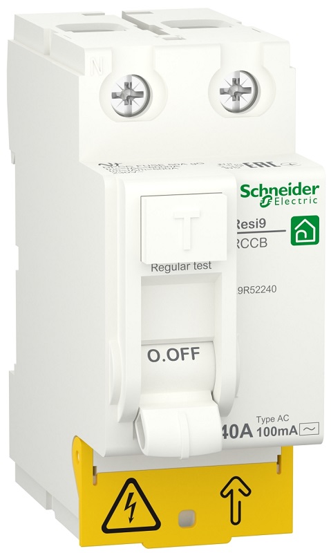 Выключатель дифференциального тока УЗО Schneider Electric Resi9 2п 40А 100мА 6кА тип AC 